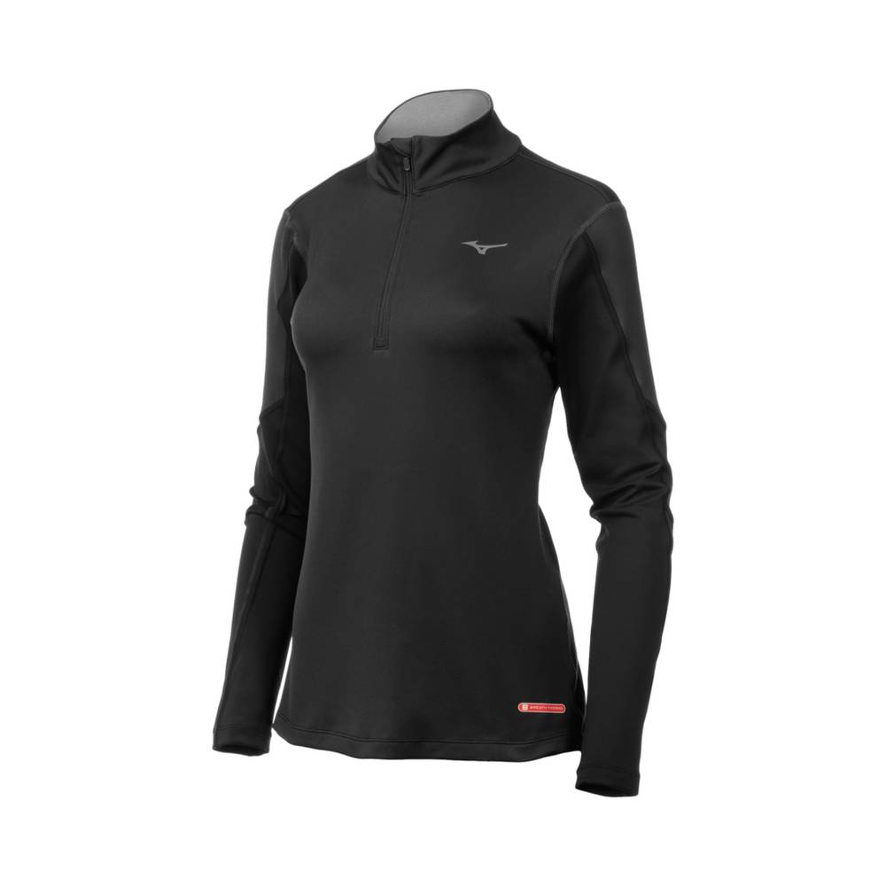 Mizuno Breath Thermo® Half Zip - Bayan Base Layer - Siyah Türkiye (VZRNXS-659)